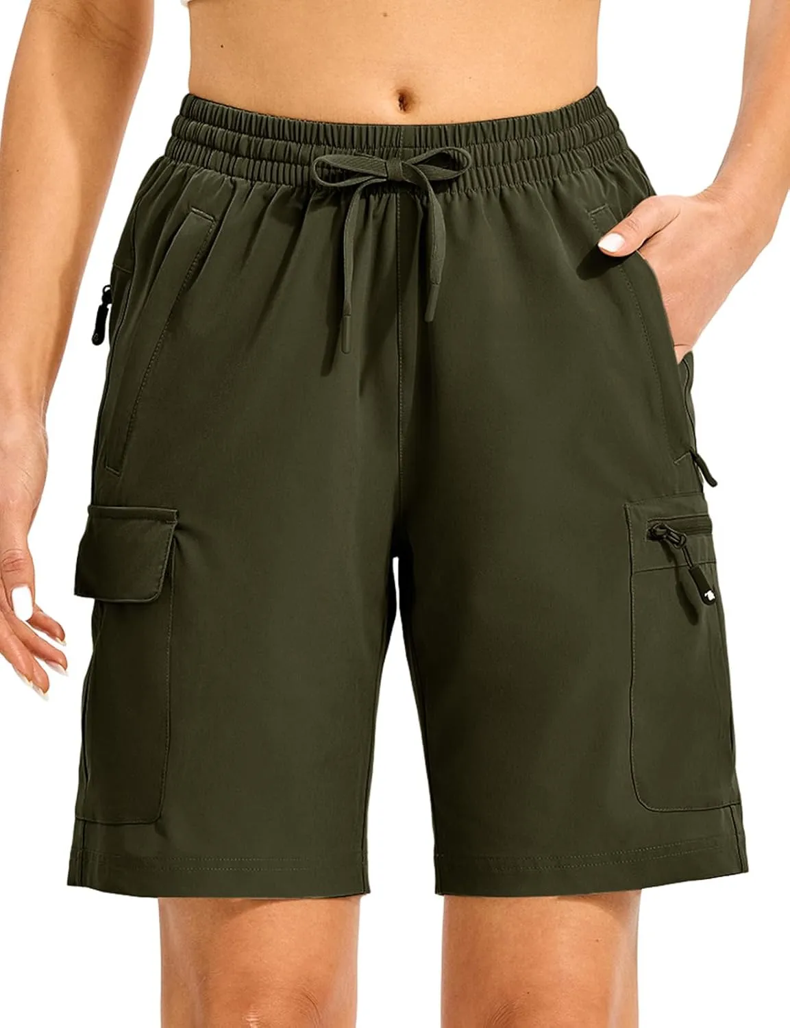 TBMPOY Women's Hiking Cargo Shorts 8.5" Lightweight Quick-Dry Water Resistant Athletic Shorts with Zipper Pockets