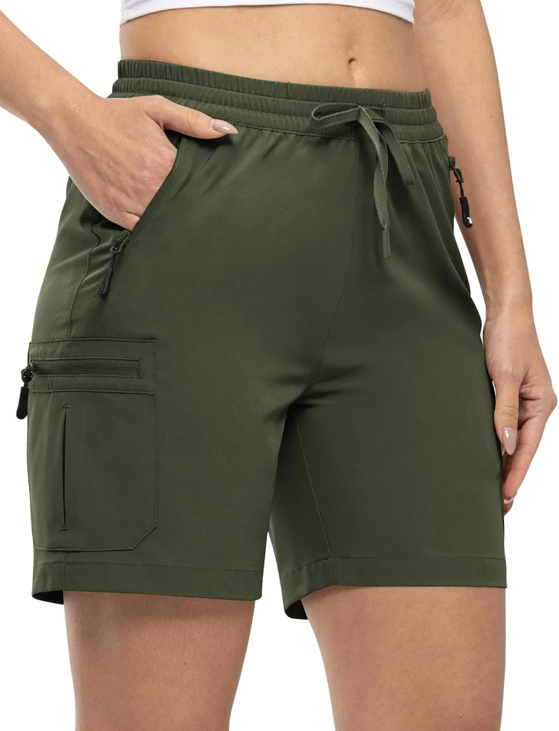 TBMPOY Women's Hiking Cargo Shorts Lightweight Quick Dry Athletic Summer Shorts Golf Travel Camping with Zipper Pockets