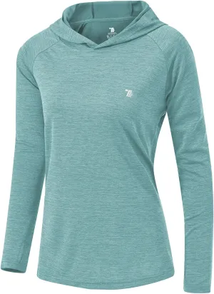 TBMPOY Womens UPF 50  Sun Protection Hoodie Shirt Long Sleeve Fishing Hiking Outdoor UV Shirt Lightweight