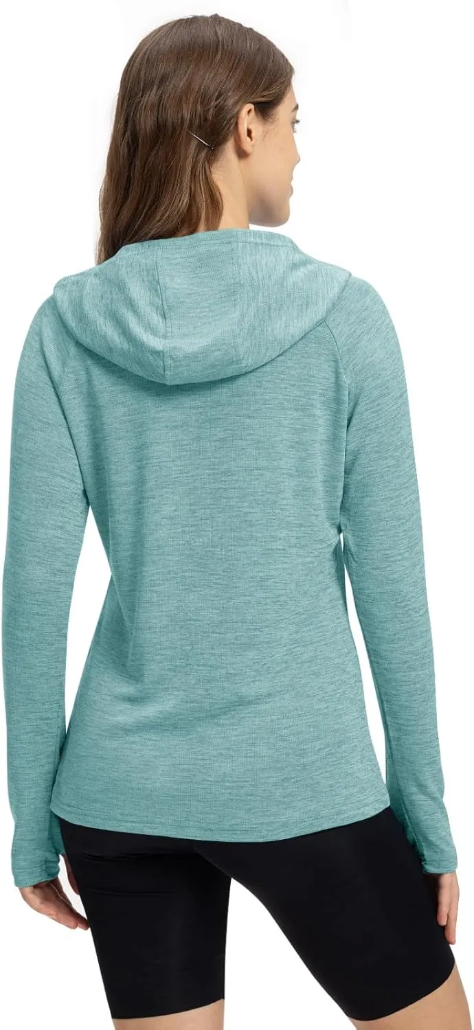 TBMPOY Womens UPF 50  Sun Protection Hoodie Shirt Long Sleeve Fishing Hiking Outdoor UV Shirt Lightweight