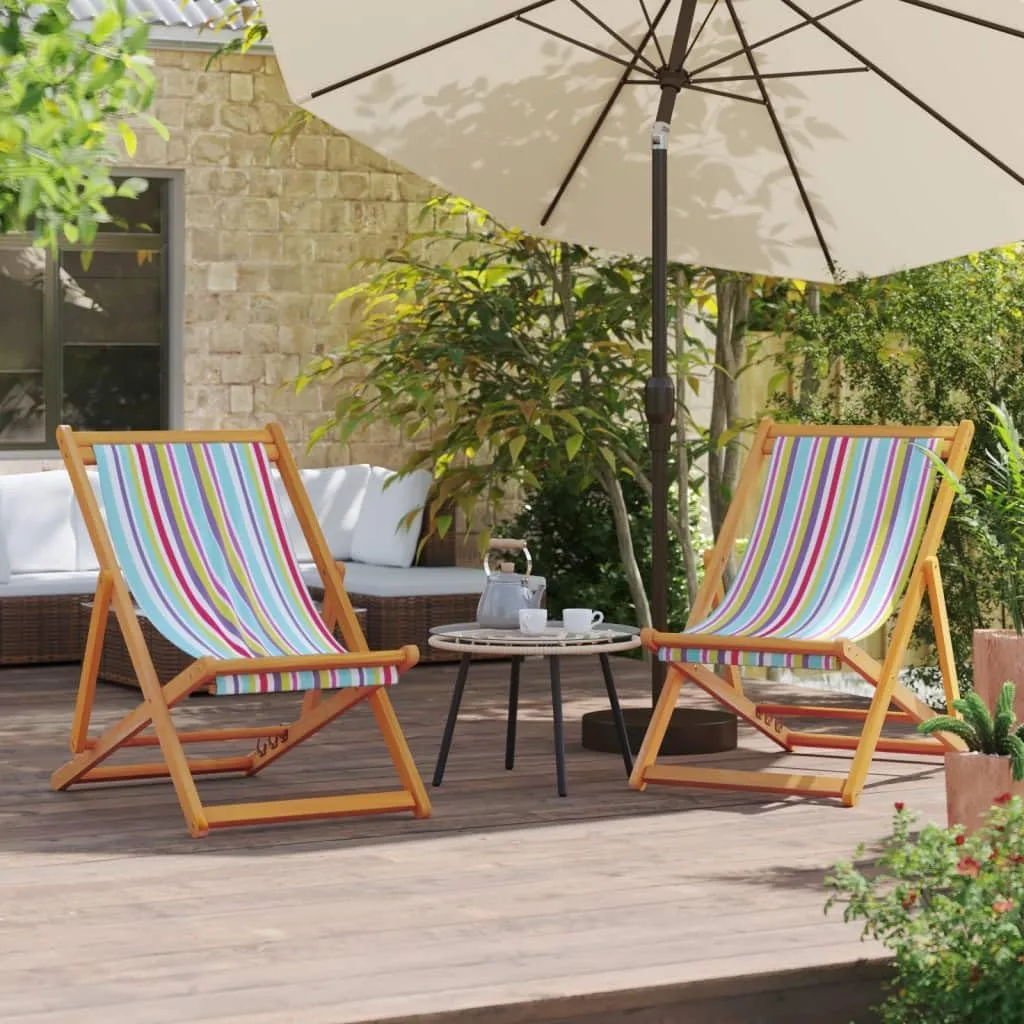 Teak Outdoor Furniture,fire Pit Chairs,Living Room Furniture,Folding Beach Chairs 2 pcs Multicolor FabricFor Gardens, patios, Balconies