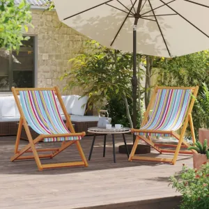 Teak Outdoor Furniture,fire Pit Chairs,Living Room Furniture,Folding Beach Chairs 2 pcs Multicolor FabricFor Gardens, patios, Balconies