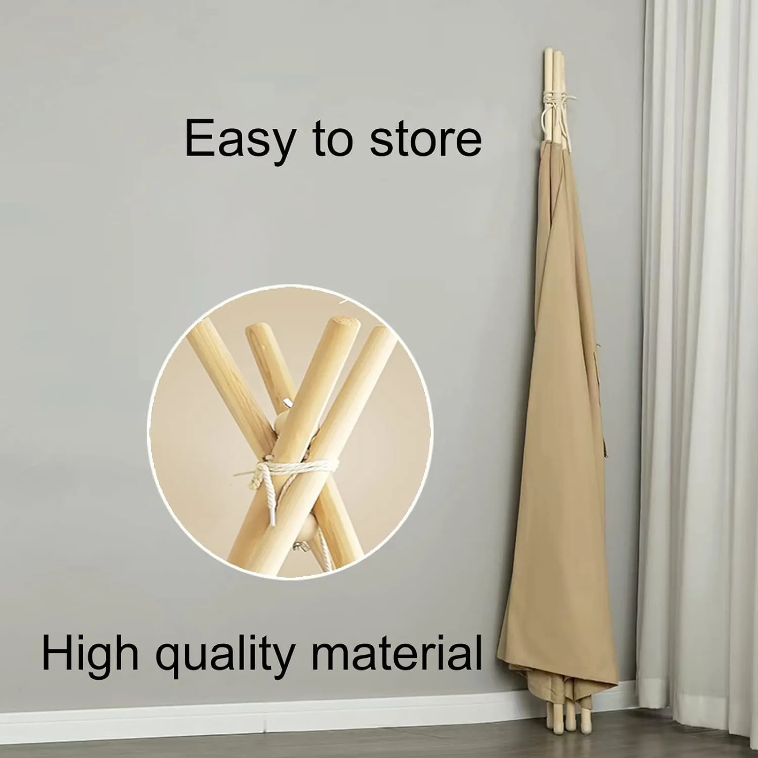 Teepee Tent for Kids-Portable Children Play Tent Indoor Outdoor (Apricot with Mat)