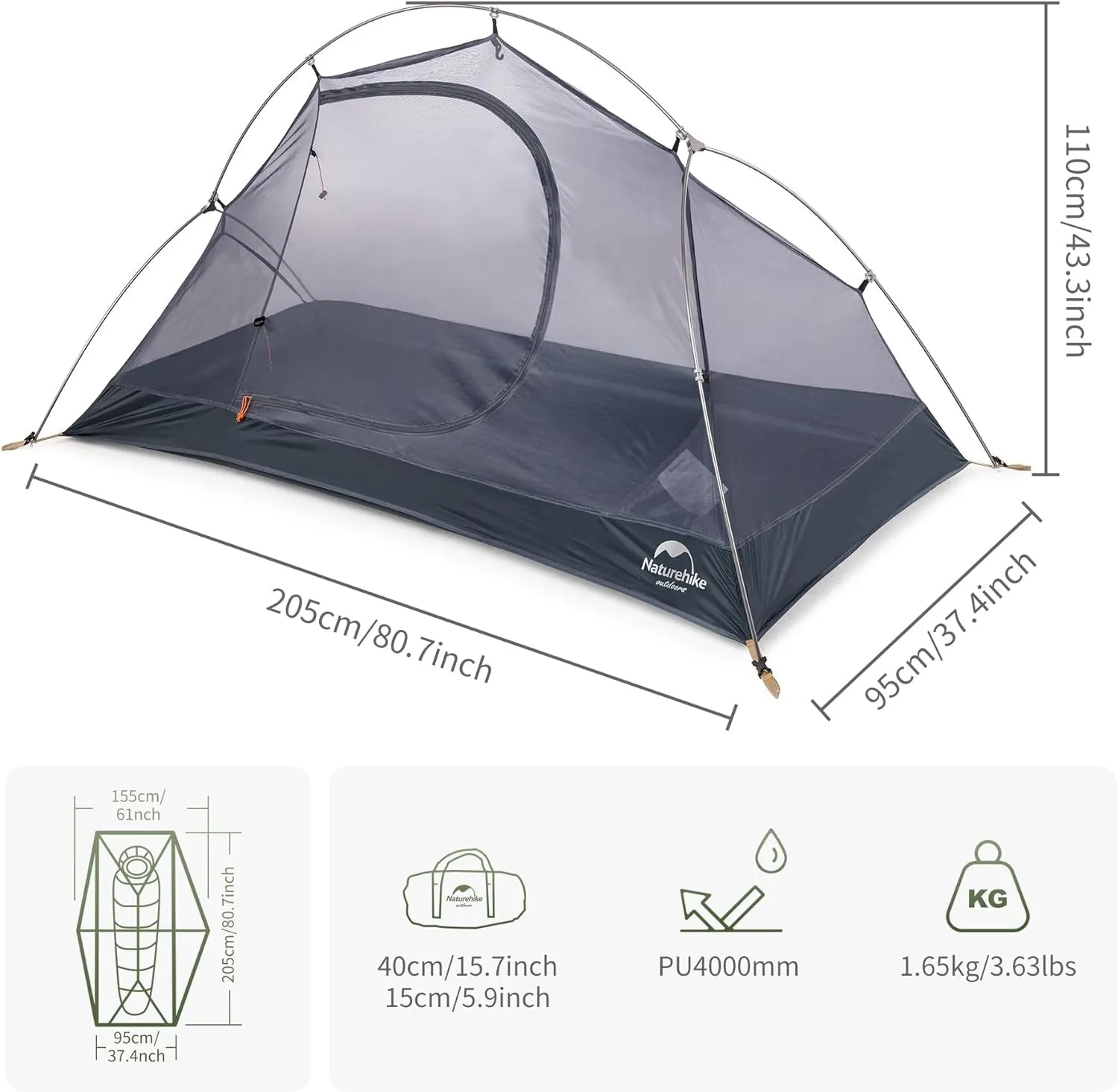 Tent One Person Limited-time offer with Waterproof Included Standing Person Backpacking Set Person Exclusive promotion 1 Footprint Tent, Easy Person, 1 Free Tent, up Tent for Lightweight Single Bikepacking