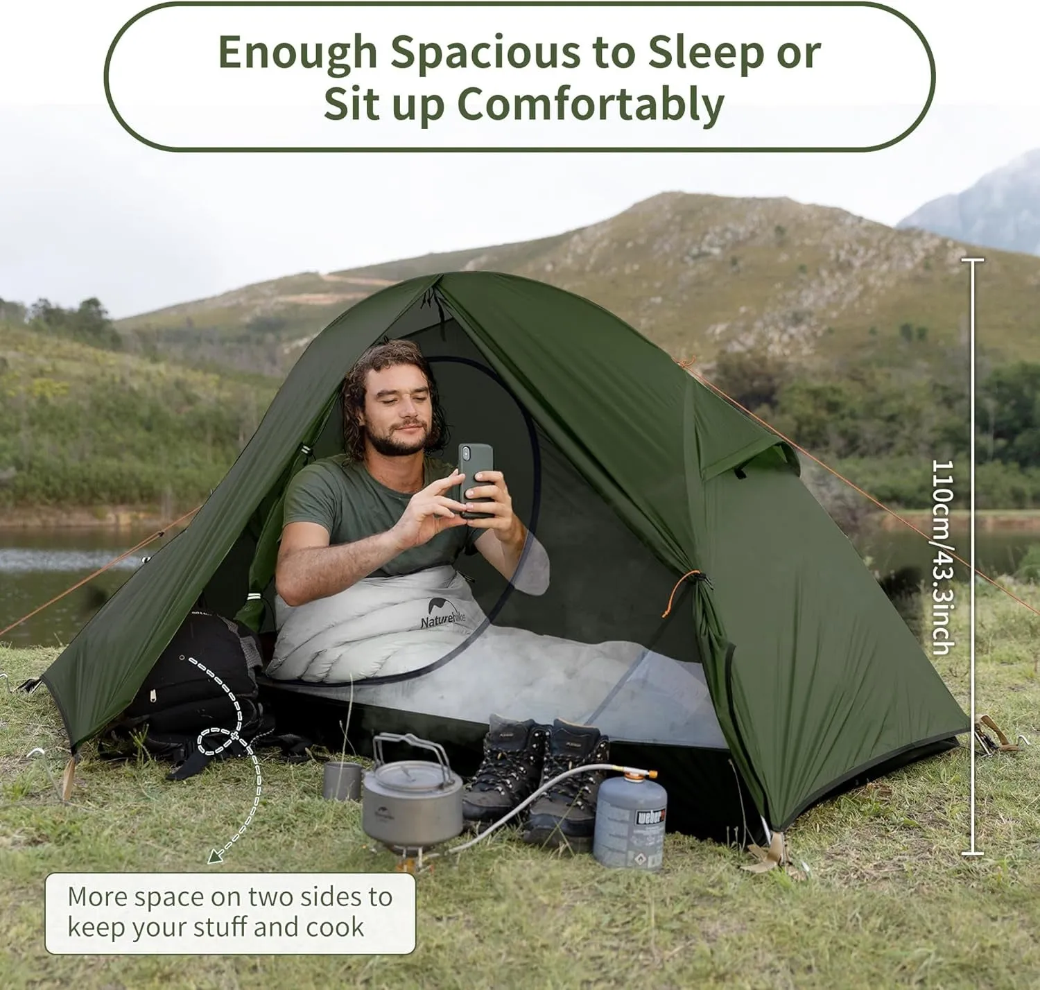 Tent One Person Limited-time offer with Waterproof Included Standing Person Backpacking Set Person Exclusive promotion 1 Footprint Tent, Easy Person, 1 Free Tent, up Tent for Lightweight Single Bikepacking