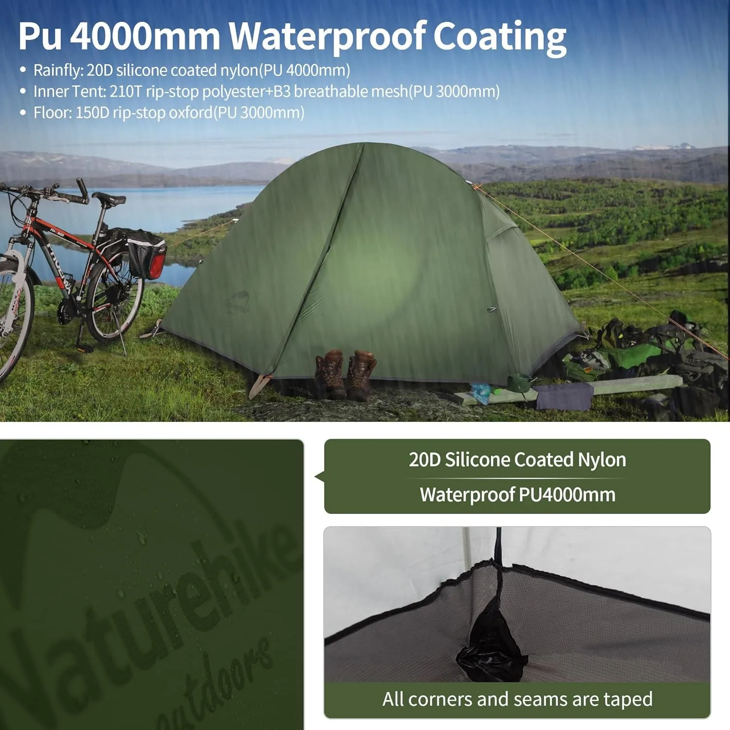 Tent One Person Limited-time offer with Waterproof Included Standing Person Backpacking Set Person Exclusive promotion 1 Footprint Tent, Easy Person, 1 Free Tent, up Tent for Lightweight Single Bikepacking