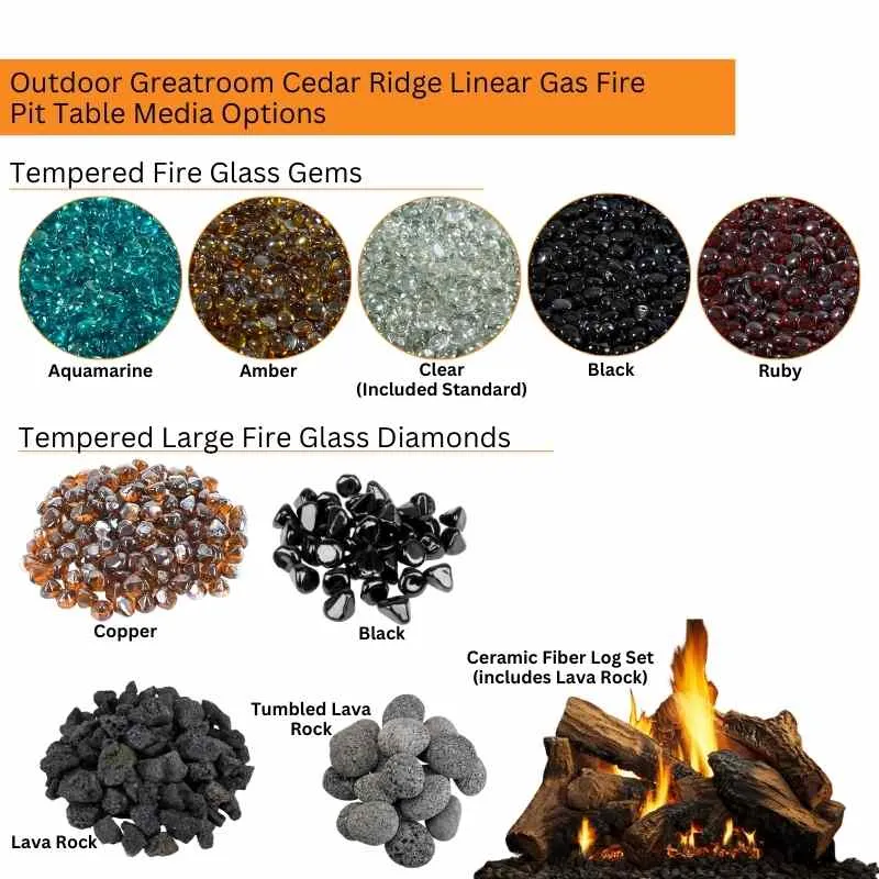The Outdoor Greatroom Cedar Ridge Linear Gas Fire Pit Table | CR-1242-K