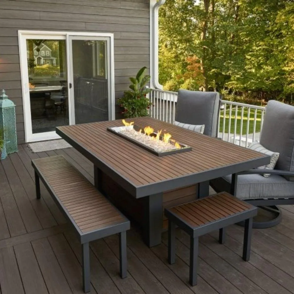 The Outdoor GreatRoom Company Kenwood 81-Inch Gas Fire Pit Dining Table