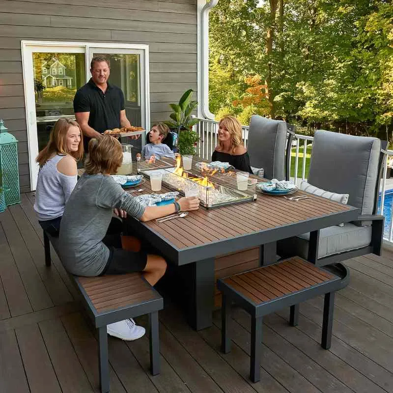 The Outdoor Greatroom Kenwood Linear Dining Fire Pit Table | KW-1242-K