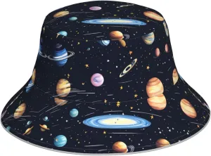 The Solar Family Printing Reflective Bucket Hat for Men and Women - Lightweight, Breathable, and Stylish Black, Black, One Size