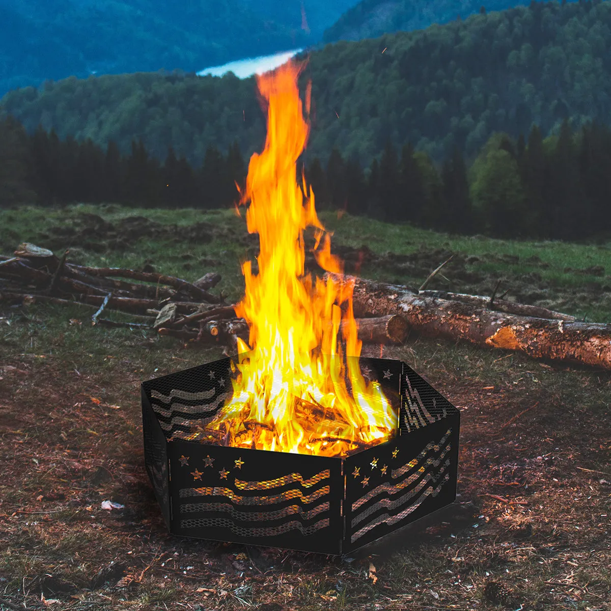The Zion Portable Folding Fire Ring – Stars and Stripes