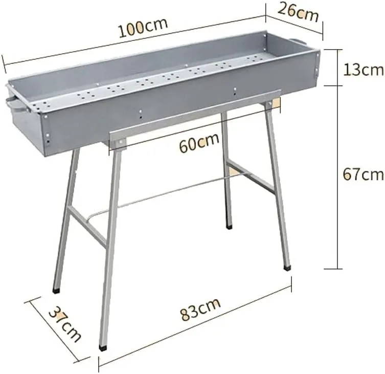 Thickened Barbecue Rack, Outdoor Commercial Stall, Carbon Grill, Fish Grill, Skewer Grill, Folding Grill (Size : 100cm)