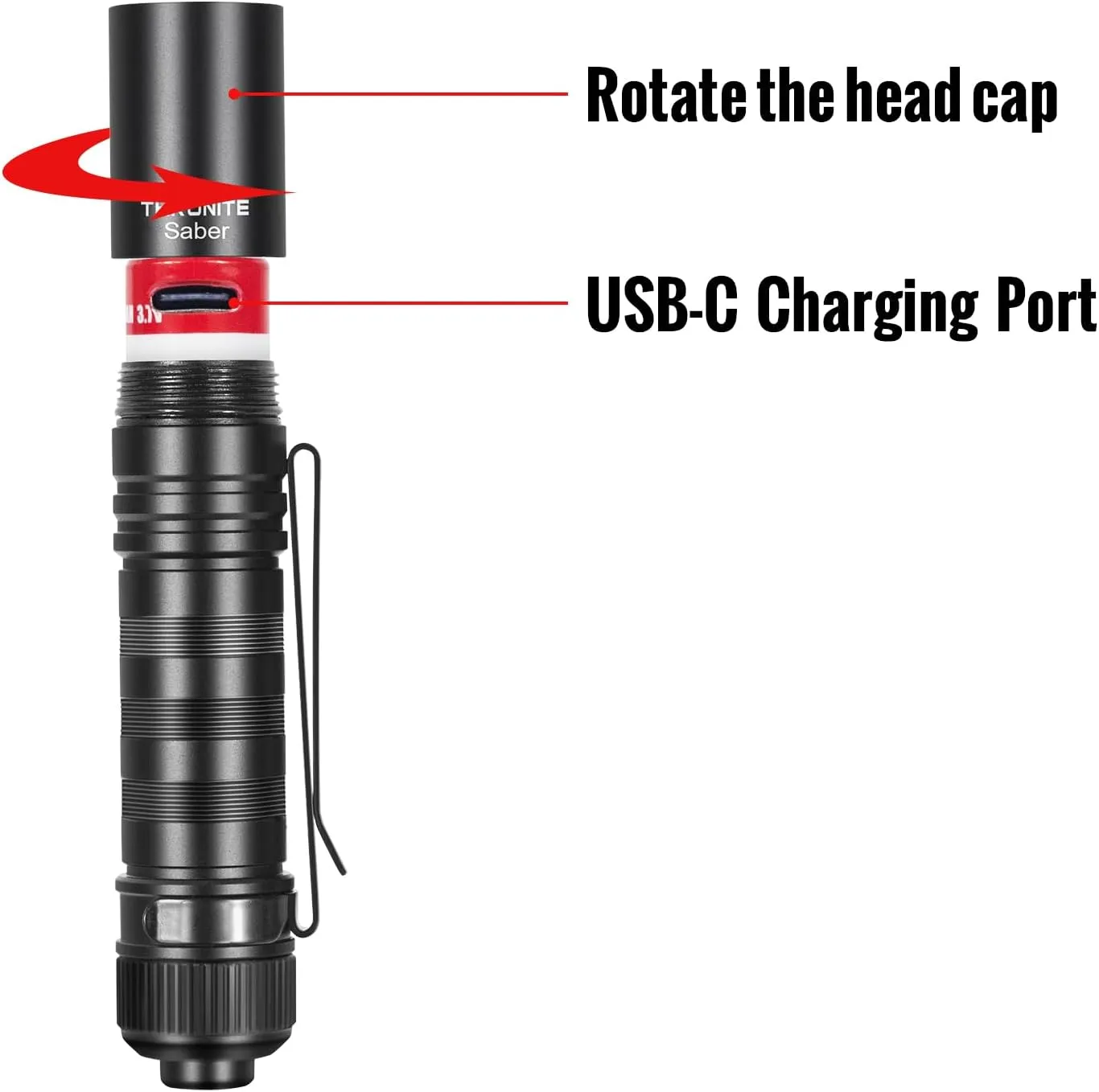 ThruNite Saber EDC Mini Flashlight Max 141 Meters USB-C Rechargeable LED Handheld AA Flashlights, Cool White