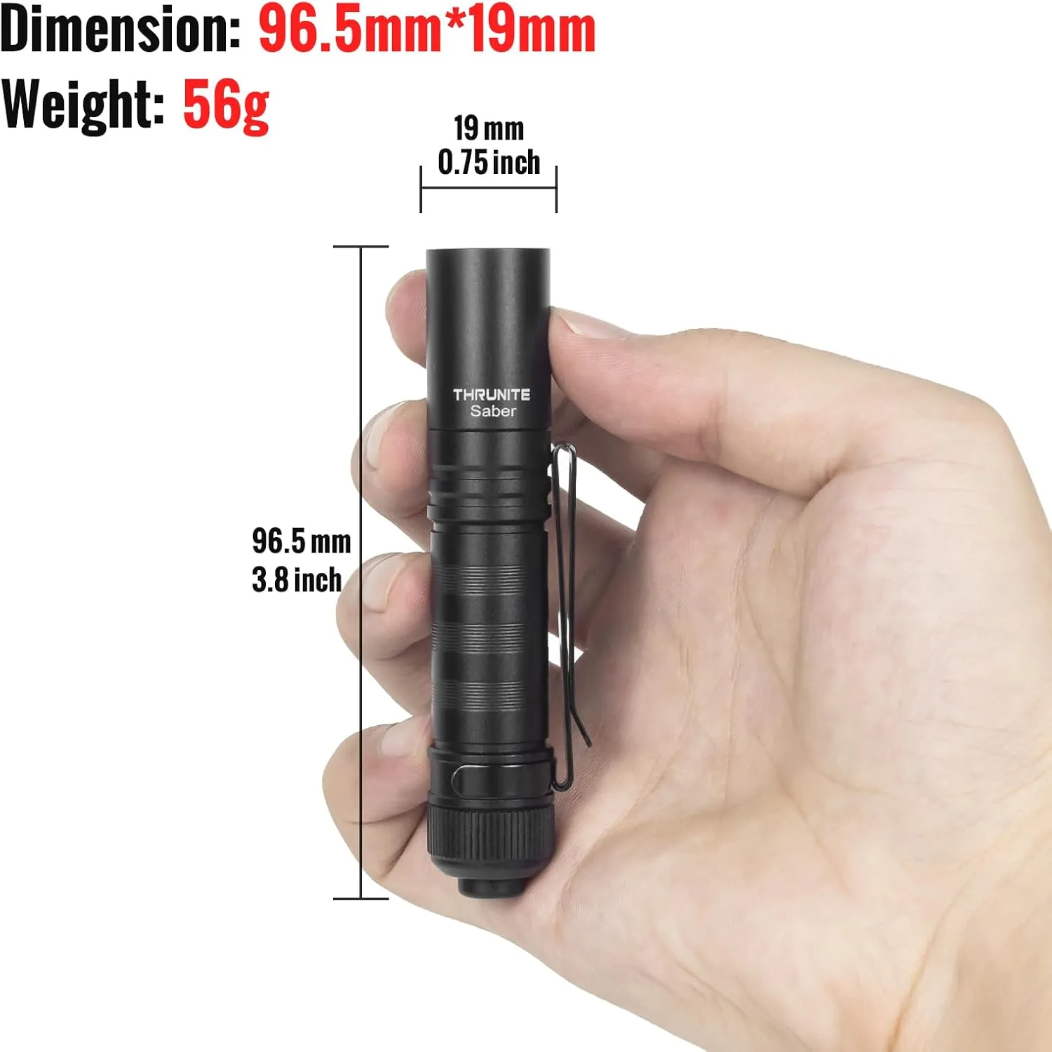ThruNite Saber EDC Mini Flashlight Max 141 Meters USB-C Rechargeable LED Handheld AA Flashlights, Cool White