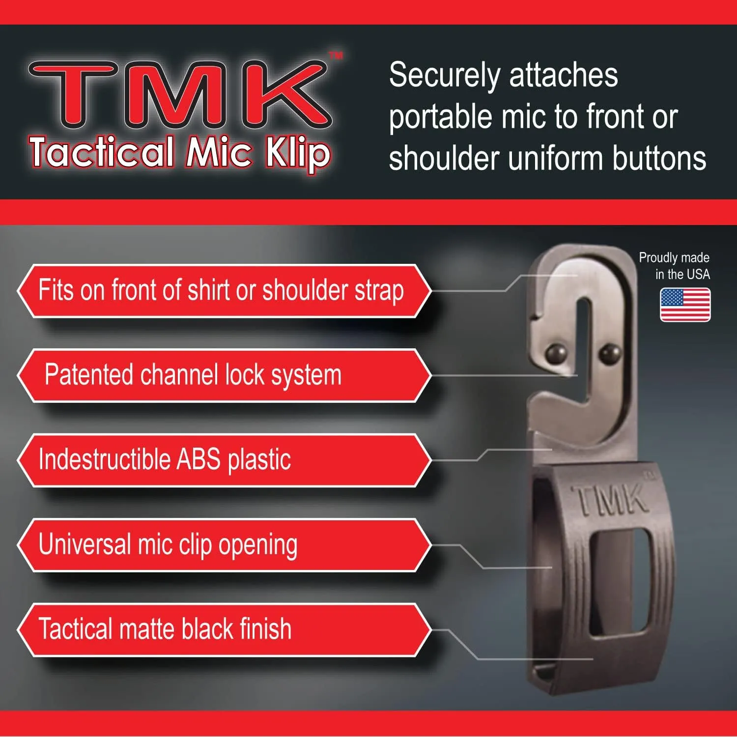 TMK - Tactical Mic Klip | Two-Way Radio Microphone Clip for First Responder Uniforms