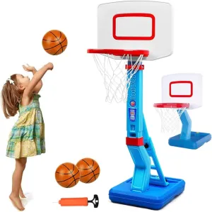 Toddler Basketball Hoop Height Adjustable for Kids Indoor Outdoor Play Portable Basketball Goal Poolside Basketball Hoop for Swimming Pool Basketball Toy for Boys Girls Age 1-3 2-5 4-8