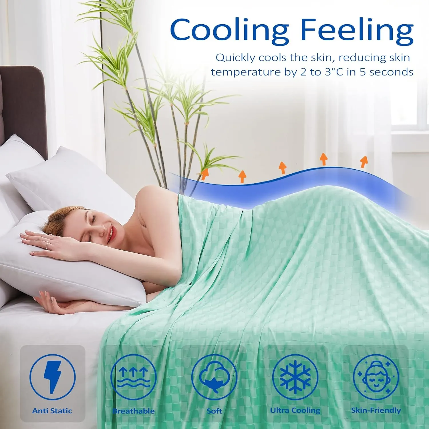 Topcee Cooling Blanket, Summer Cooling Blankets for Hot Sleepers, Arc-Chill Q-Max>0.5 Cool Fiber, Oeko-TEX 100% Certified, Soft, Breathable, Double-Side Bed Throw,Keep Cool for Adults Kids 90"x108"