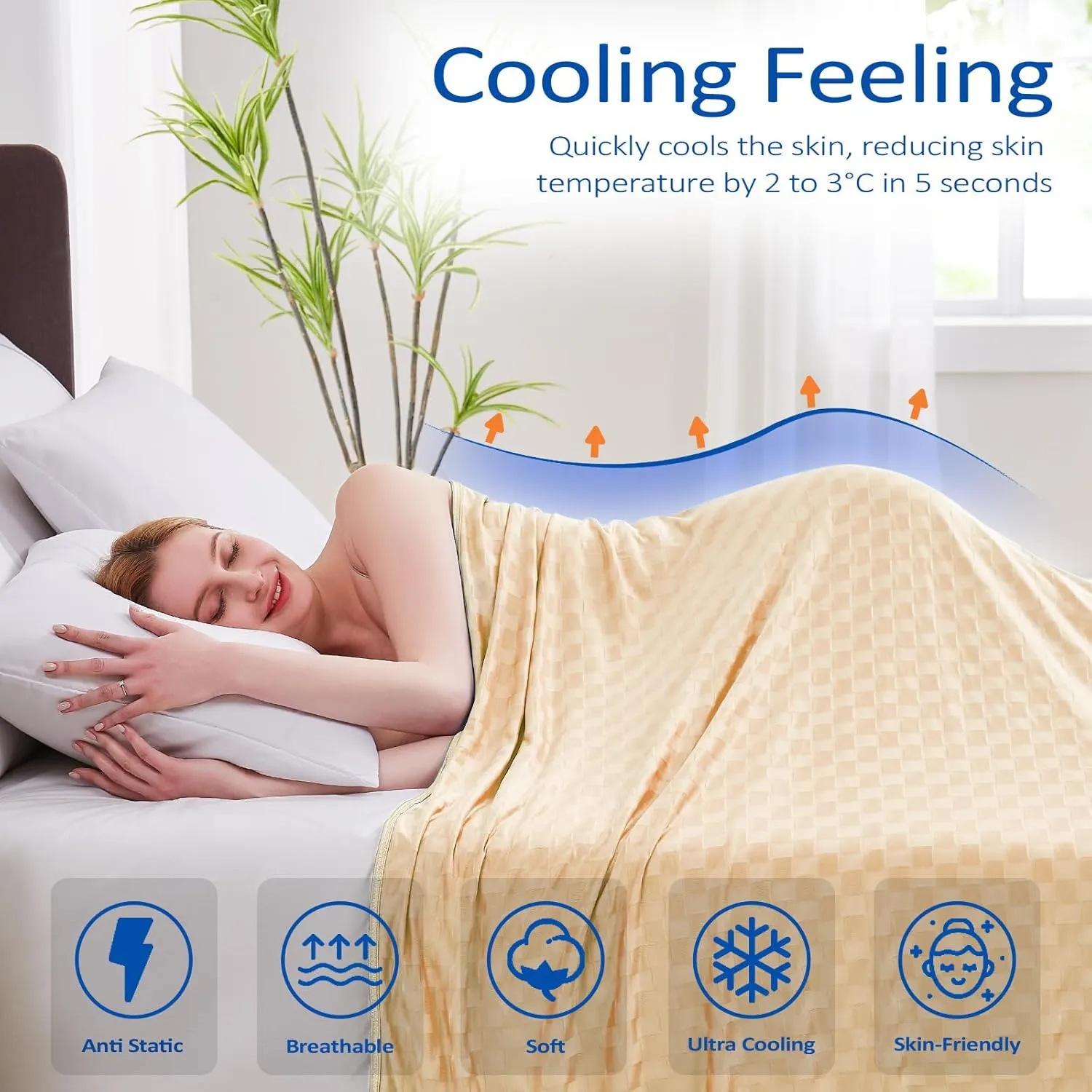 Topcee Cooling Blanket, Summer Cooling Blankets for Hot Sleepers, Arc-Chill Q-Max>0.5 Cool Fiber, Oeko-TEX 100% Certified, Soft, Breathable, Double-Side Bed Throw,Keep Cool for Adults Kids 90"x108"