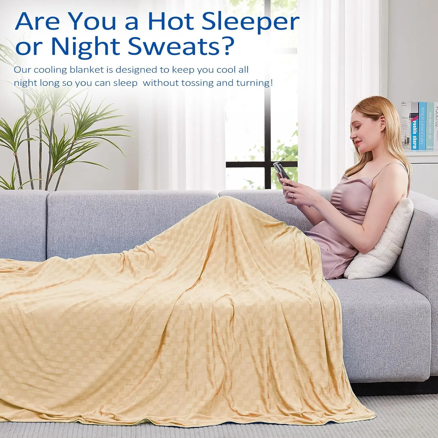 Topcee Cooling Blanket, Summer Cooling Blankets for Hot Sleepers, Arc-Chill Q-Max>0.5 Cool Fiber, Oeko-TEX 100% Certified, Soft, Breathable, Double-Side Bed Throw,Keep Cool for Adults Kids 90"x108"