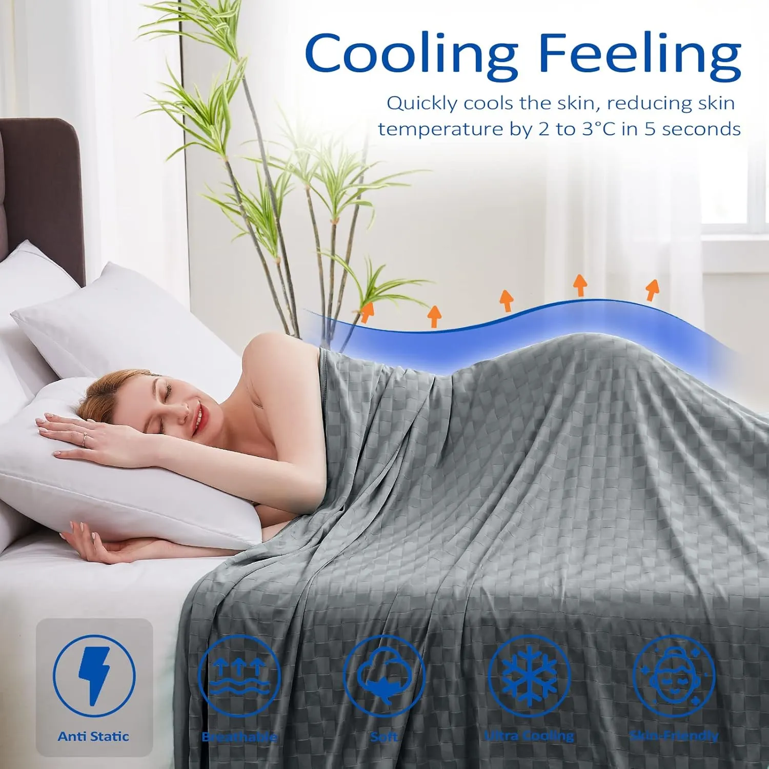 Topcee Cooling Blanket, Summer Cooling Blankets for Hot Sleepers, Arc-Chill Q-Max>0.5 Cool Fiber, Oeko-TEX 100% Certified, Soft, Breathable, Double-Side Bed Throw,Keep Cool for Adults Kids 90"x108"