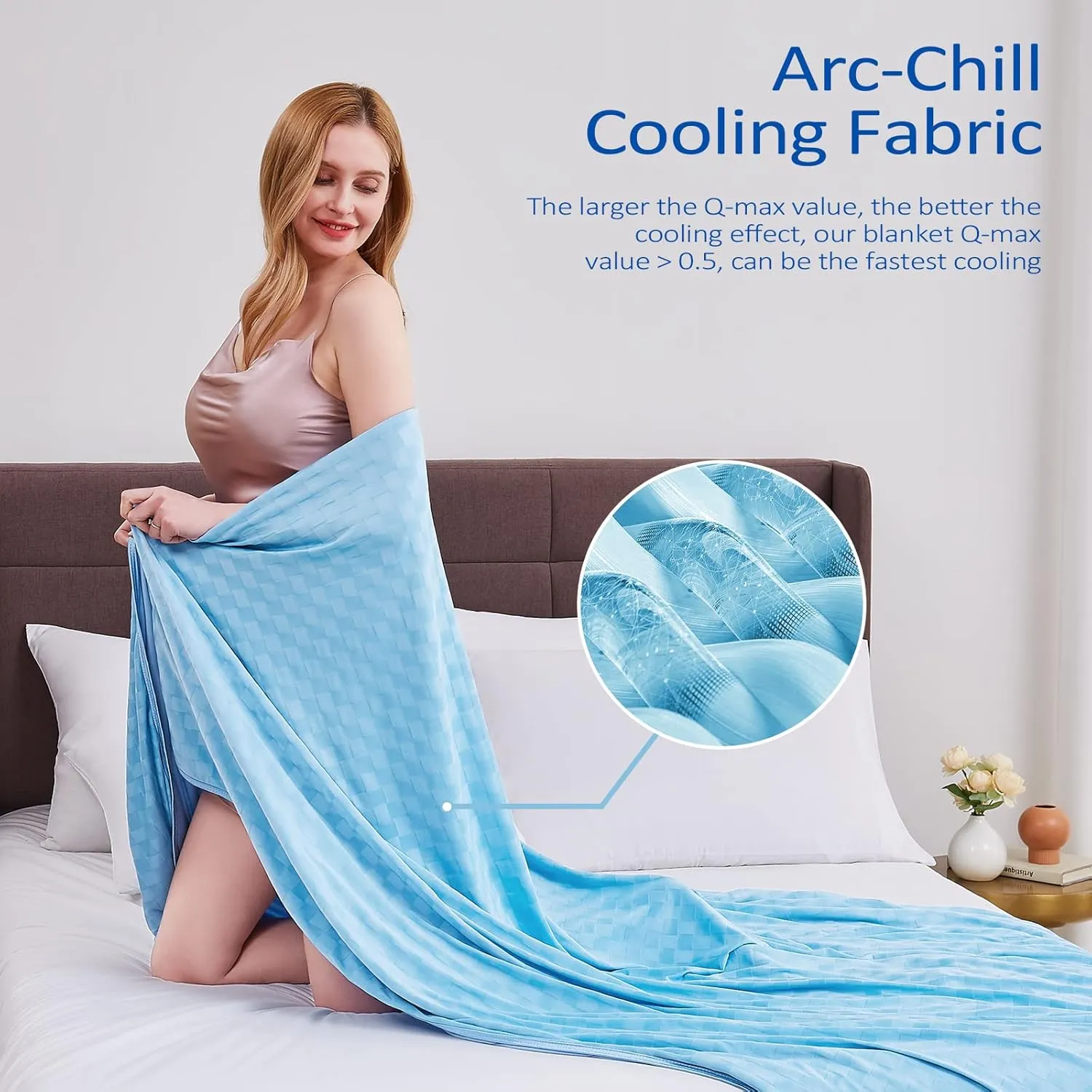 Topcee Cooling Blanket, Summer Cooling Blankets for Hot Sleepers, Arc-Chill Q-Max>0.5 Cool Fiber, Oeko-TEX 100% Certified, Soft, Breathable, Double-Side Bed Throw,Keep Cool for Adults Kids 90"x108"