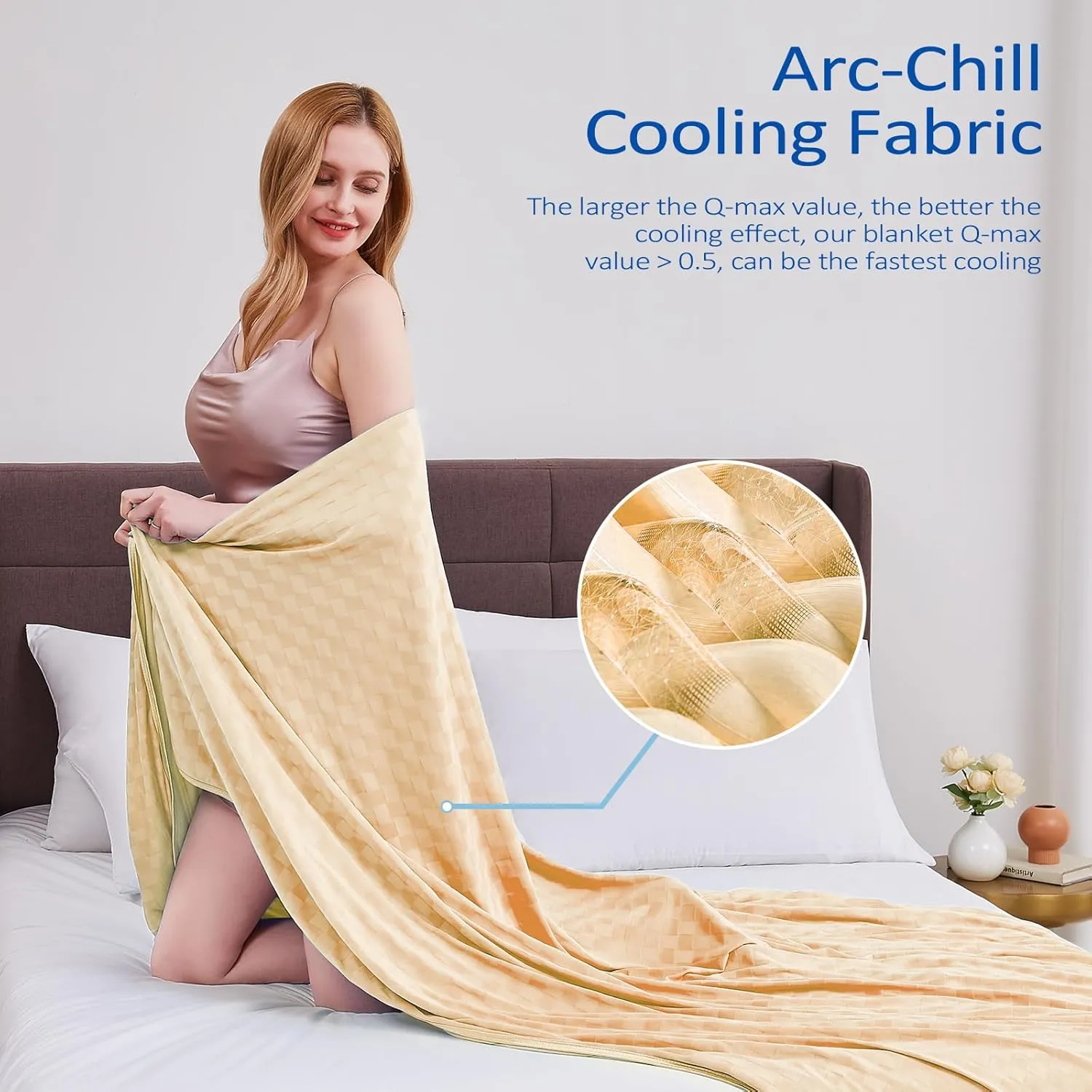 Topcee Cooling Blanket, Summer Cooling Blankets for Hot Sleepers, Arc-Chill Q-Max>0.5 Cool Fiber, Oeko-TEX 100% Certified, Soft, Breathable, Double-Side Bed Throw,Keep Cool for Adults Kids 90"x108"