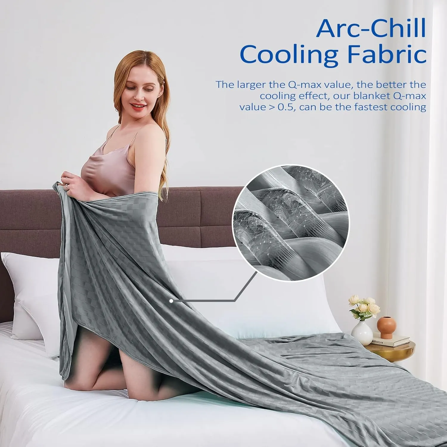 Topcee Cooling Blanket, Summer Cooling Blankets for Hot Sleepers, Arc-Chill Q-Max>0.5 Cool Fiber, Oeko-TEX 100% Certified, Soft, Breathable, Double-Side Bed Throw,Keep Cool for Adults Kids 90"x108"