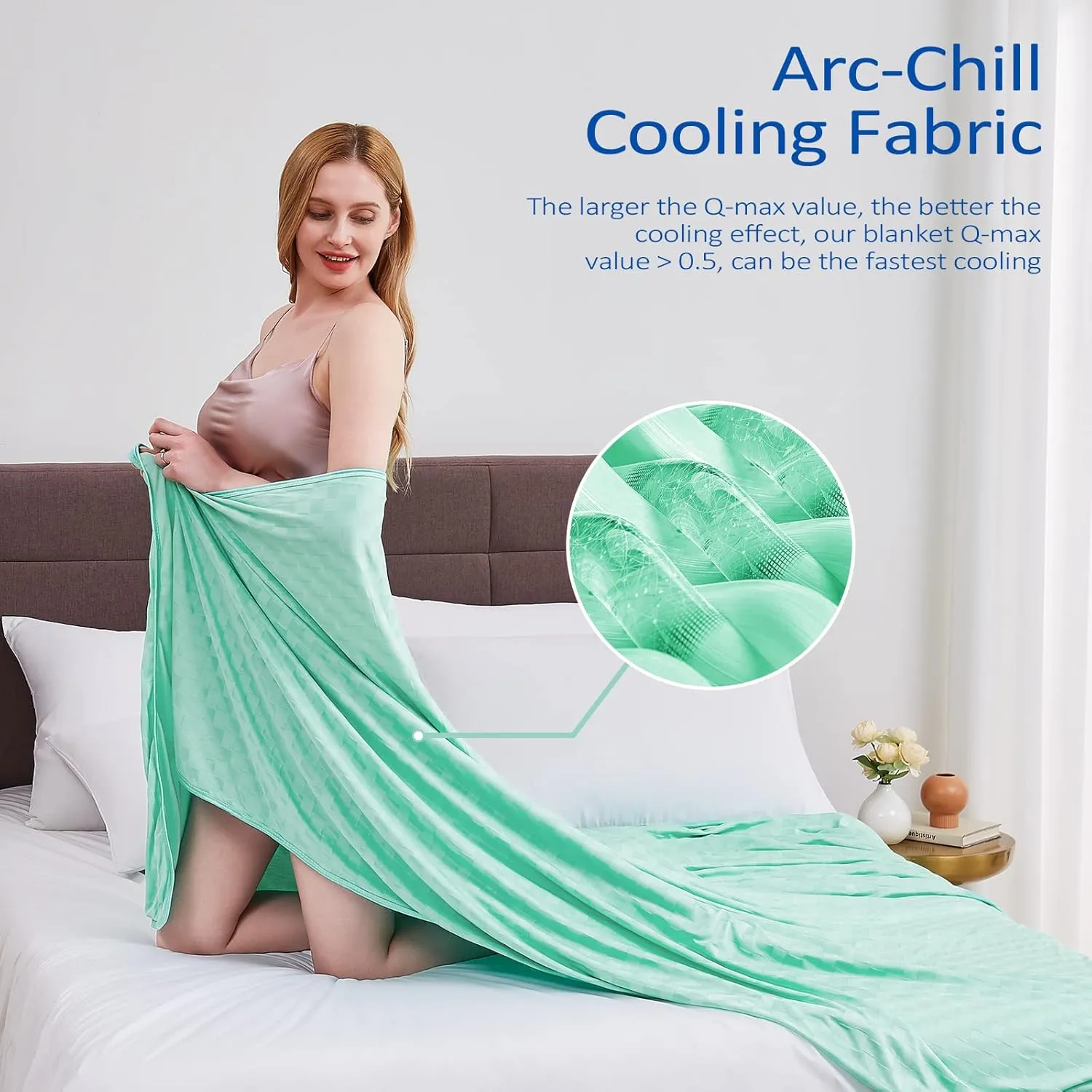Topcee Cooling Blanket, Summer Cooling Blankets for Hot Sleepers, Arc-Chill Q-Max>0.5 Cool Fiber, Oeko-TEX 100% Certified, Soft, Breathable, Double-Side Bed Throw,Keep Cool for Adults Kids 90"x108"
