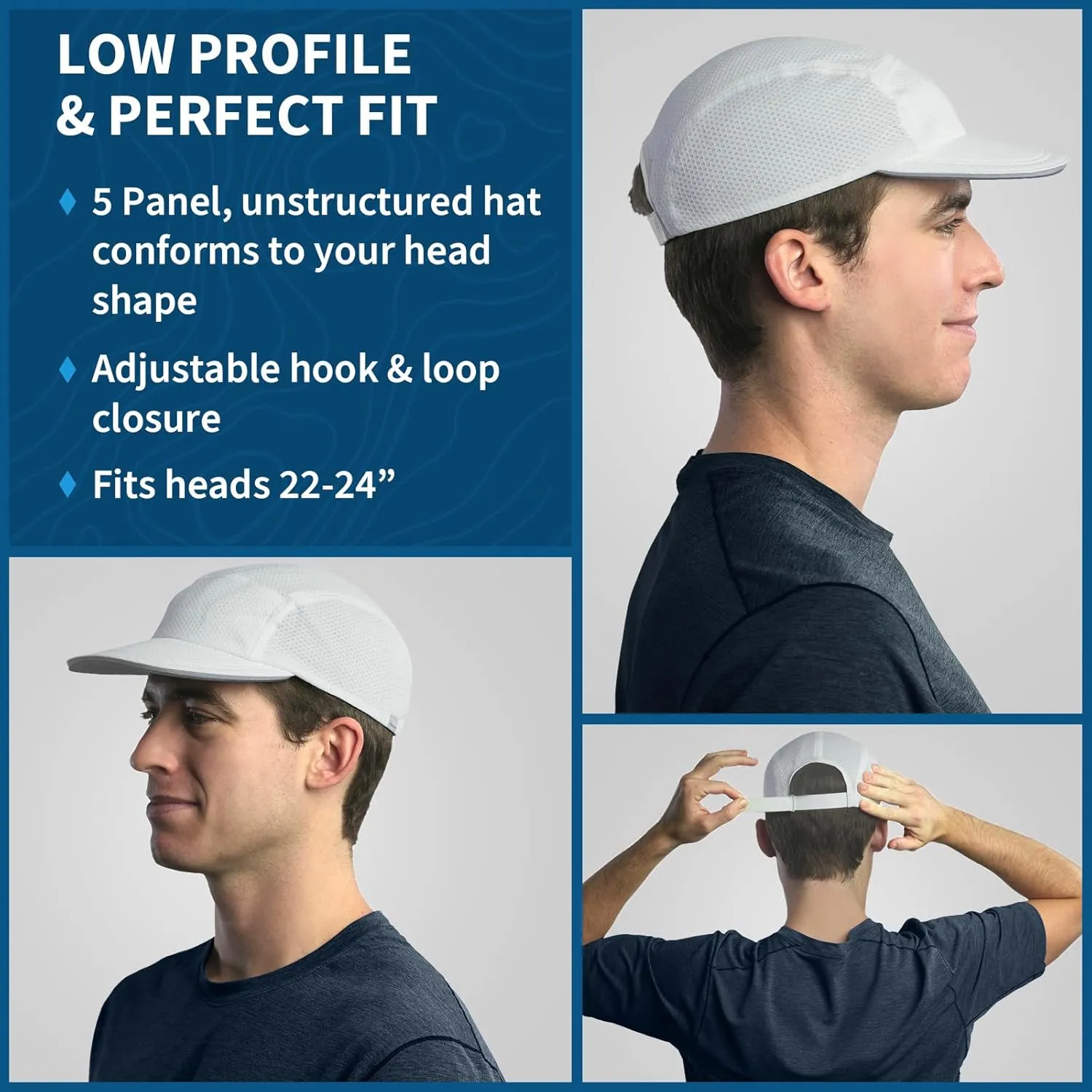 TrailHeads Men's Hat - 5 Panel Hat - Men's Summer Hats for Running, Hiking, Golf