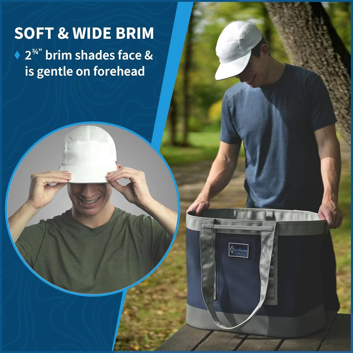TrailHeads Men's Hat - 5 Panel Hat - Men's Summer Hats for Running, Hiking, Golf
