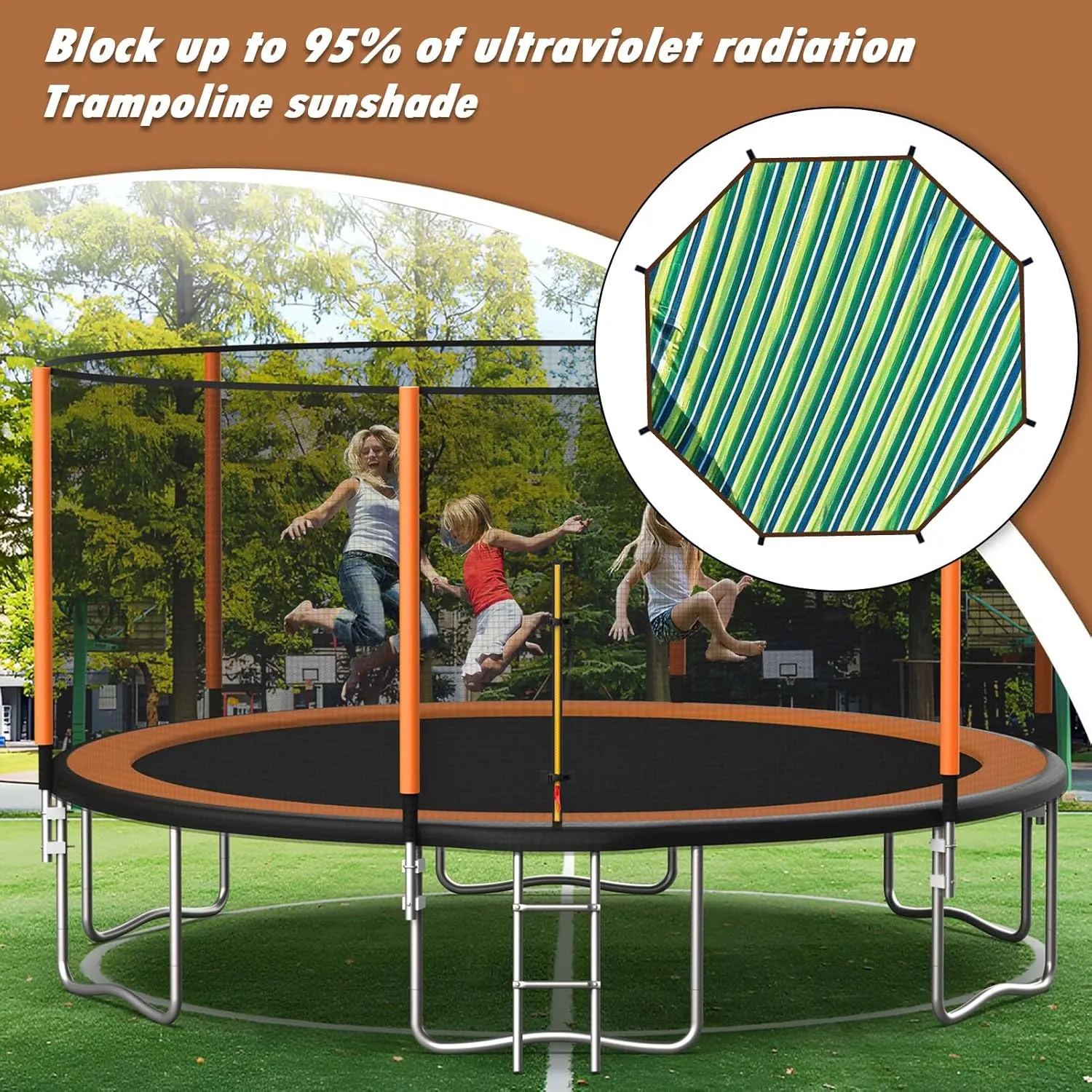 Trampoline Shade Cover,Trampoline Sun Shade,Tear Resistant Tent, UV Protection Waterproof Trampoline Top Cover,Anti-Slip Group Entertainment For Jumping Bouncing Playground