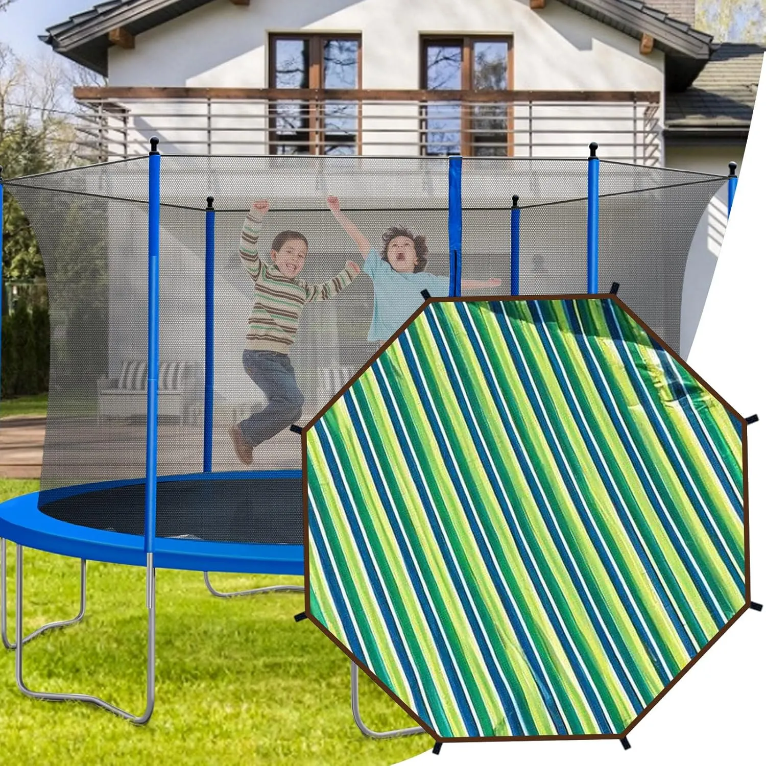 Trampoline Shade Cover,Trampoline Sun Shade,Tear Resistant Tent, UV Protection Waterproof Trampoline Top Cover,Anti-Slip Group Entertainment For Jumping Bouncing Playground