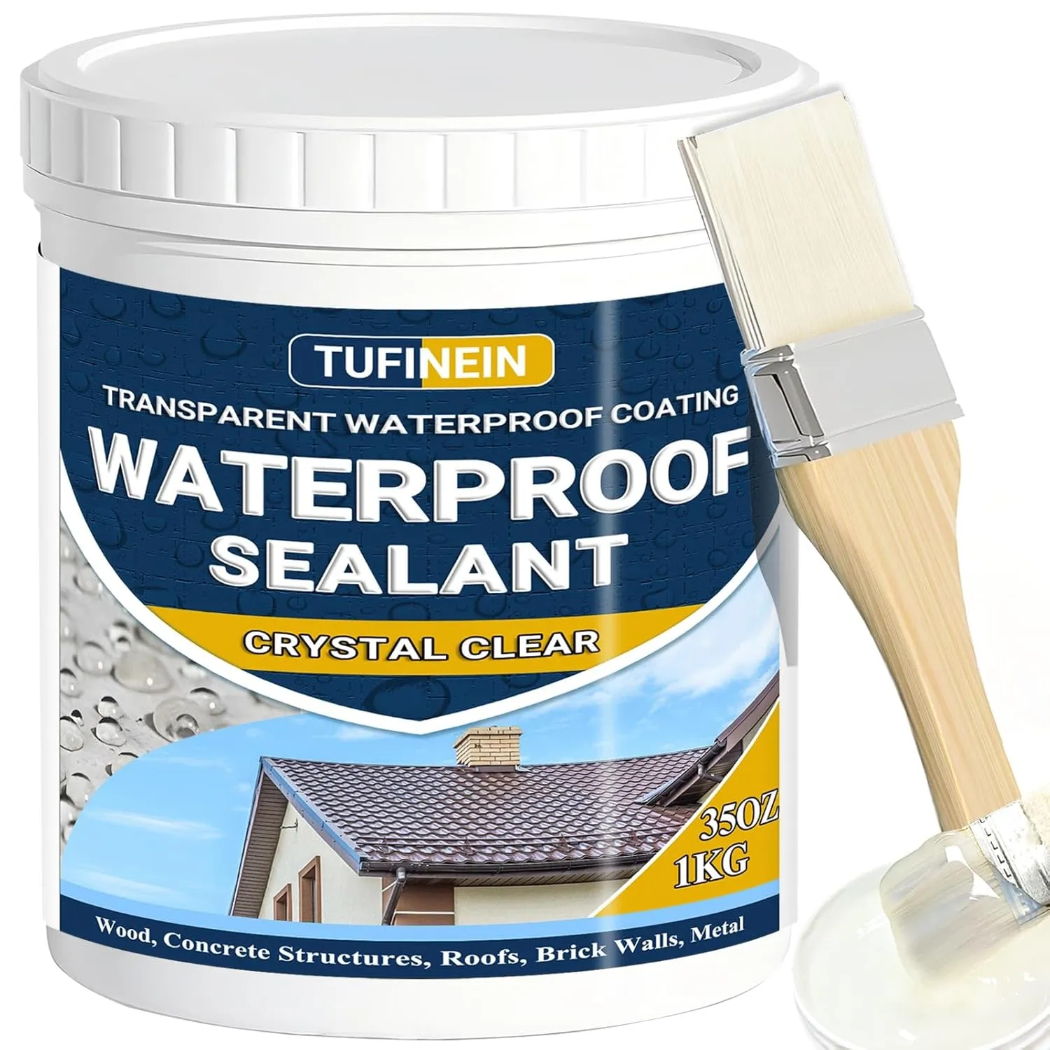 Transparent Waterproof Coating, TUFINEIN 35oz Waterproof Sealant Clear Water-Based Invisible Waterproof Agent Indoor & Outdoor Walls, Bathroom, Kitchen, Garden Leak Liquid Sealant, THWS1000-2