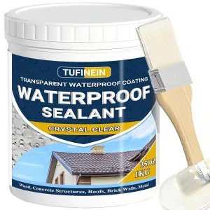 Transparent Waterproof Coating, TUFINEIN 35oz Waterproof Sealant Clear Water-Based Invisible Waterproof Agent Indoor & Outdoor Walls, Bathroom, Kitchen, Garden Leak Liquid Sealant, THWS1000-2
