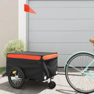 Transport Heavy Goods with Durable Bike Trailer, 99.2 lb Load Capacity, Easy Attach Tow Bar, Black and Orange