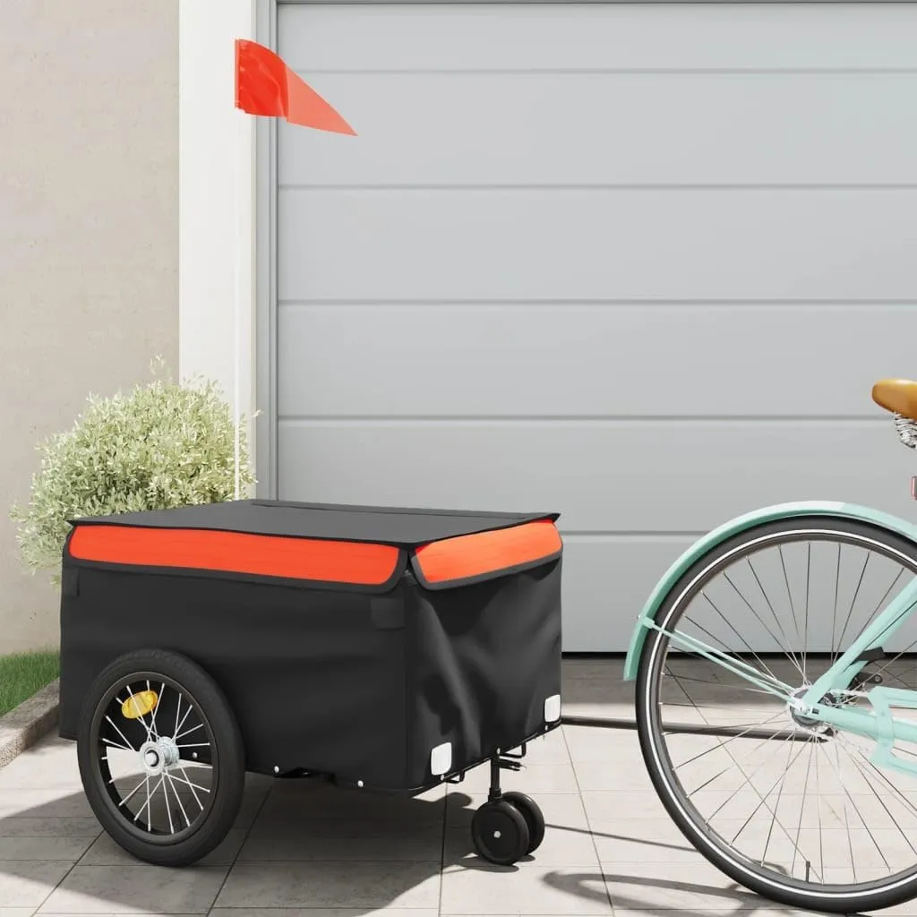 Transport Heavy Goods with Durable Bike Trailer, 99.2 lb Load Capacity, Easy Attach Tow Bar, Black and Orange