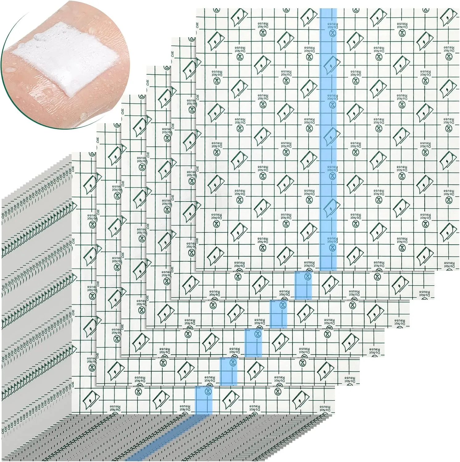 Treela 50 Pieces Waterproof Shower Patch 9 x 9 Inch Transparent Stretch Adhesive Bandage Protective Shower Bandage Cover Waterproof Transparent Film Clear Adhesive Dressing