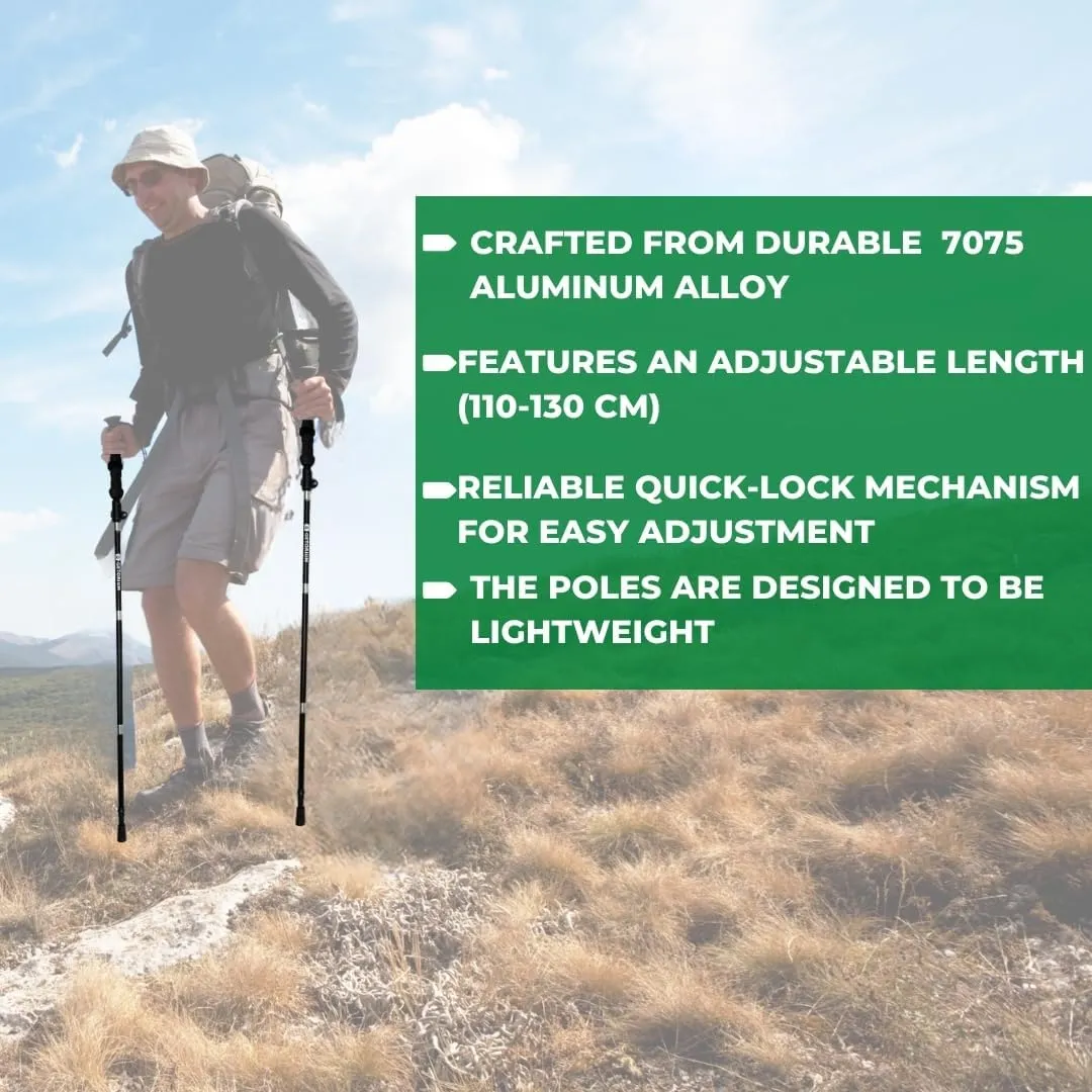 Trekking Poles - Lightweight, Folding Hiking Poles for Backpacking Gear, Nordic Ultralight Walking Sticks, 2 Poles, Aluminum 7075, 110-130cm, Cork Grip