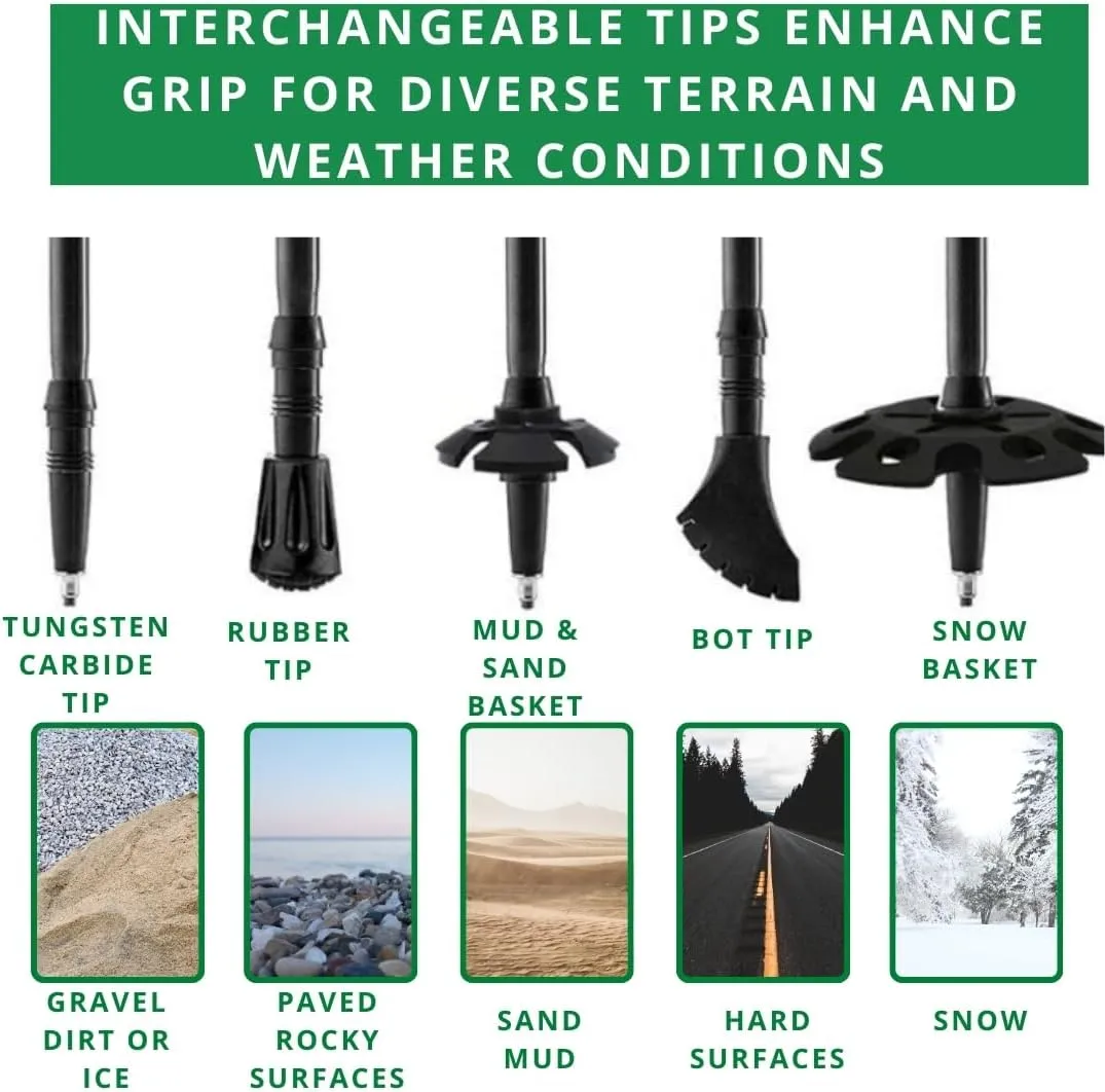 Trekking Poles - Lightweight, Folding Hiking Poles for Backpacking Gear, Nordic Ultralight Walking Sticks, 2 Poles, Aluminum 7075, 110-130cm, Cork Grip
