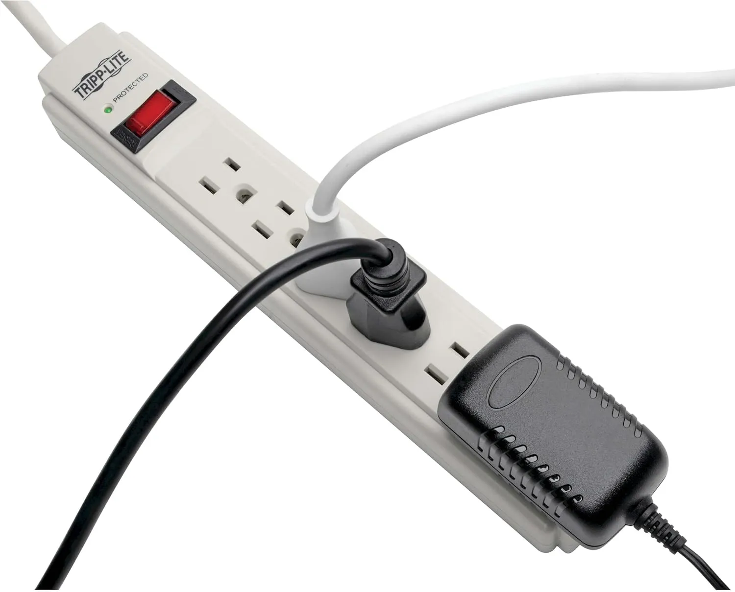 Tripp Lite 6 Outlet Surge Protector Power Strip, Extra Long Cord 15ft, & $20,000 INSURANCE (TLP615) Gray