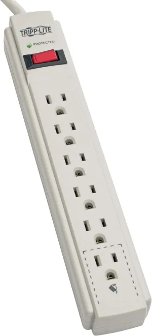 Tripp Lite 6 Outlet Surge Protector Power Strip, Extra Long Cord 15ft, & $20,000 INSURANCE (TLP615) Gray