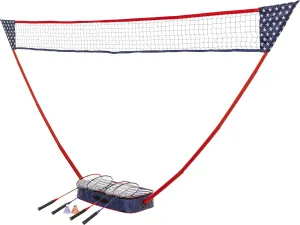 Triumph Sports Patriotic Portable Badminton Set with Freestanding Base Sets Up on Any Surface in Seconds – No Tools or Stakes Required, Multi