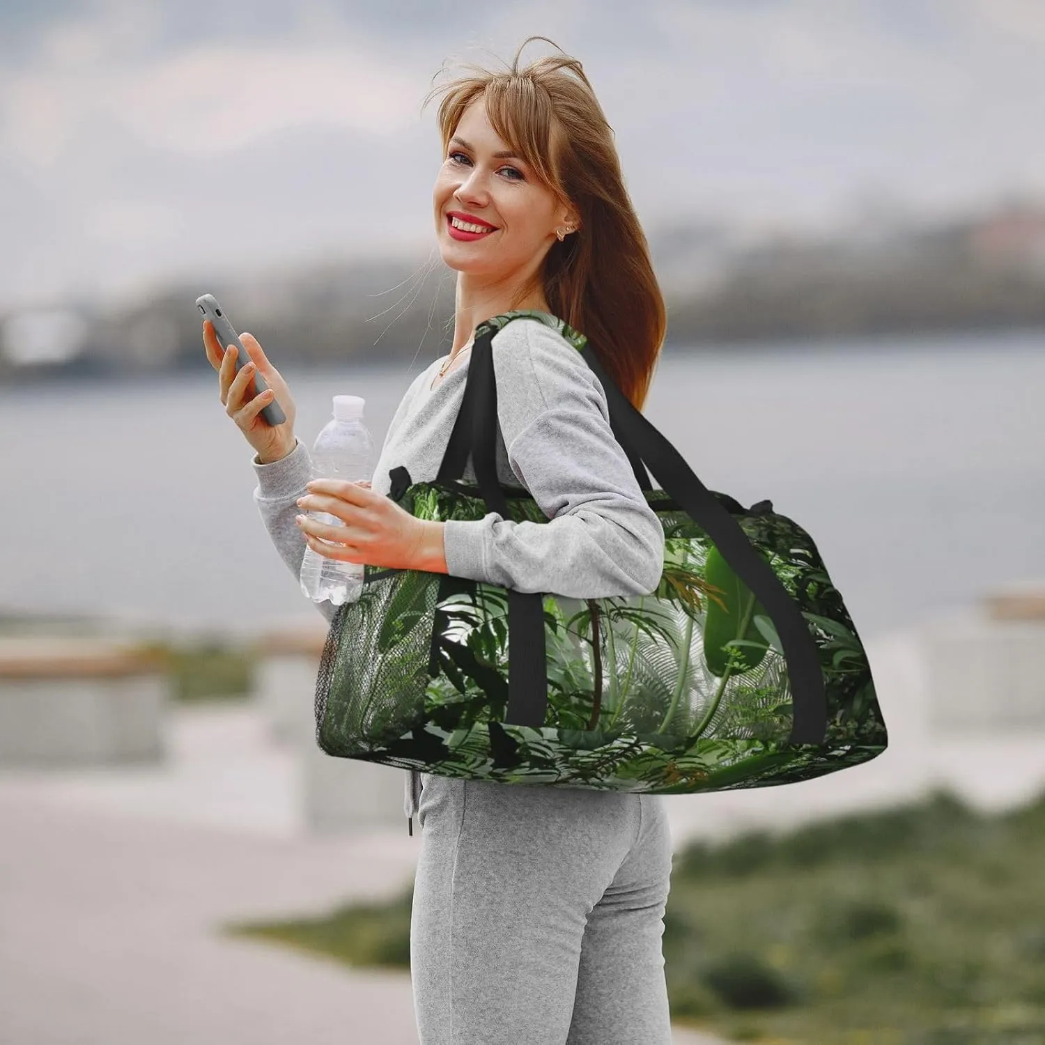 Tropical Rainforest Jungle Scene Print Hand Travel Bag Large Capacity Slung Bag For Long-Distance Travel, Weekend Trips, And Outdoor Activities