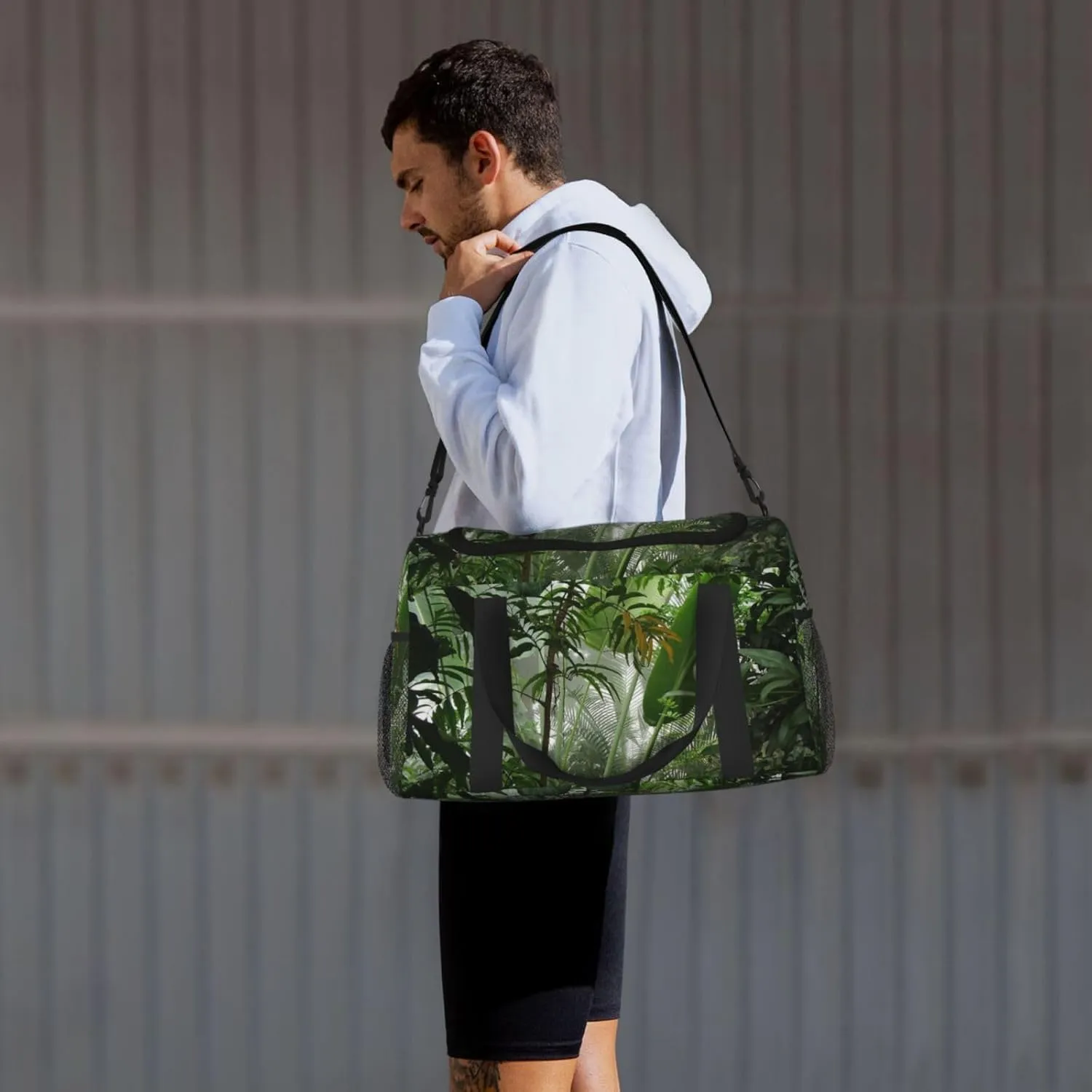 Tropical Rainforest Jungle Scene Print Hand Travel Bag Large Capacity Slung Bag For Long-Distance Travel, Weekend Trips, And Outdoor Activities