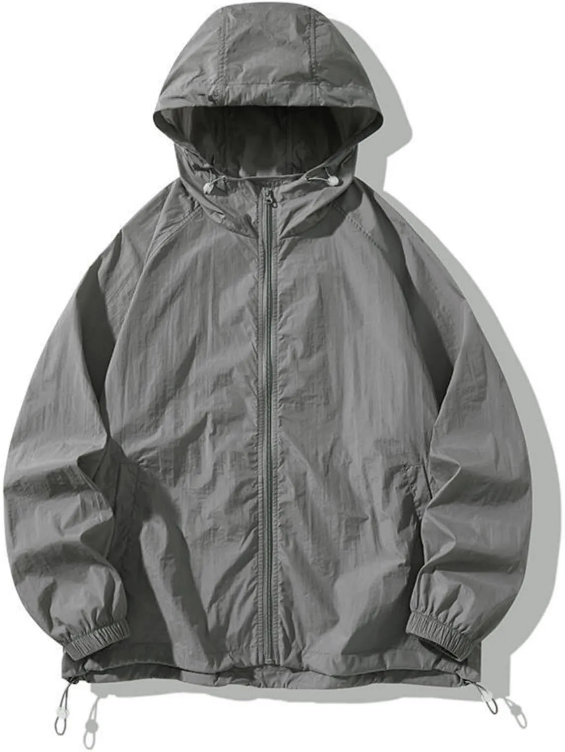 Unisex UPF50  Breathable Quick-Dry Sun Jacket - Adjustable Hood & Hem with Elastic Cuffs for Outdoors