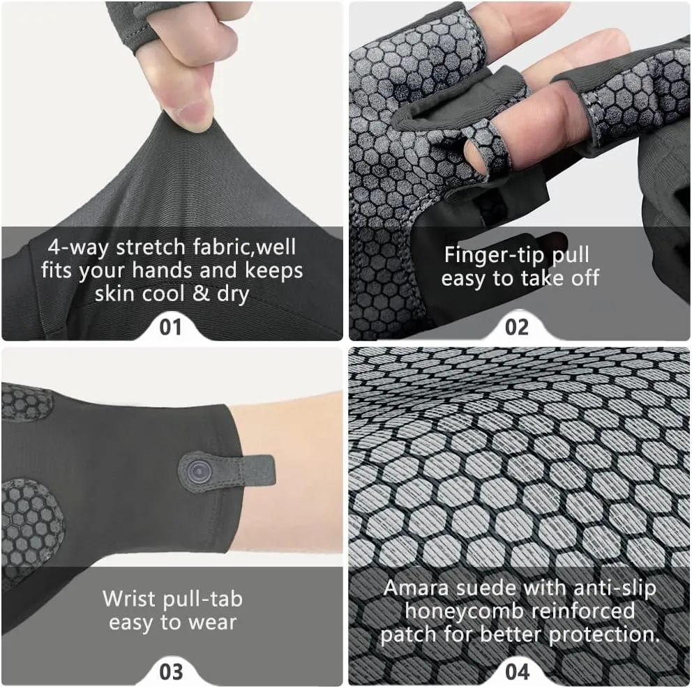 Unisex UV Protective Fingerless Gloves UPF 50  Sun Glove for Outdoor Fishing Cycling Hiking Driving Kayaking