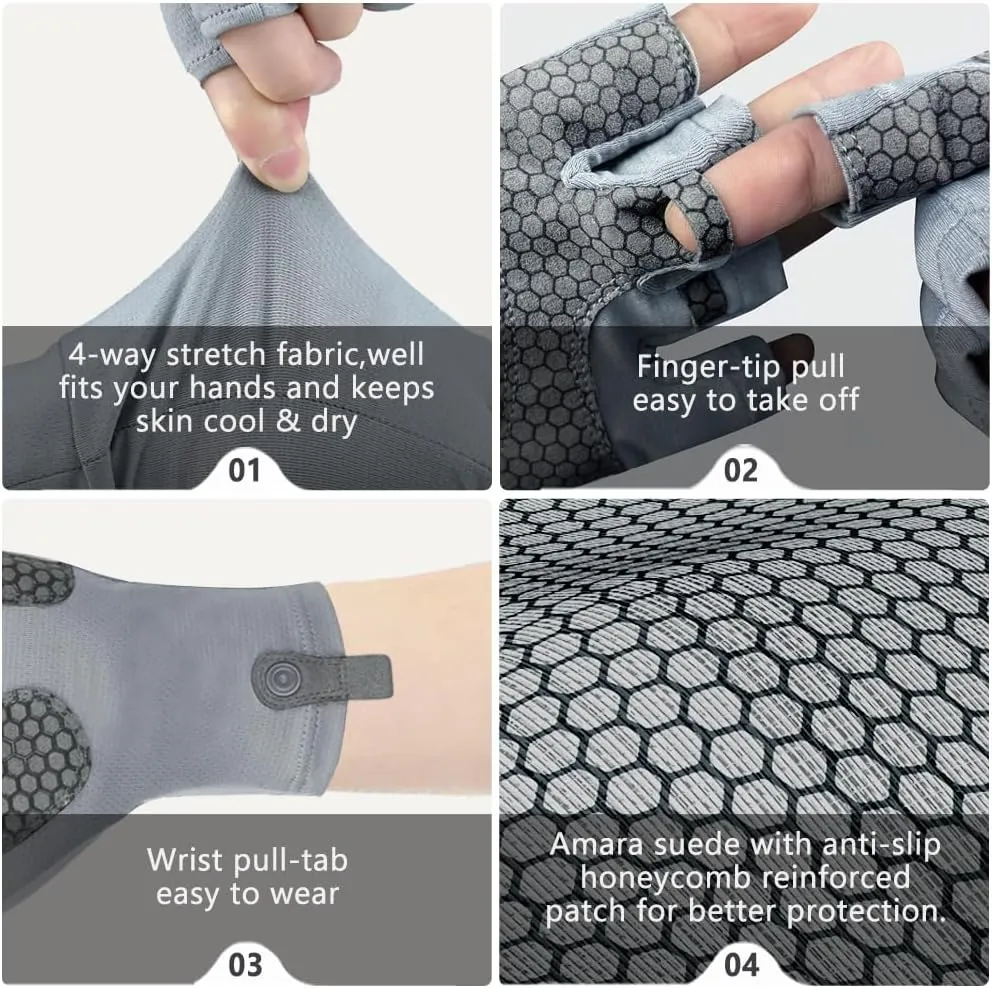 Unisex UV Protective Fingerless Gloves UPF 50  Sun Glove for Outdoor Fishing Cycling Hiking Driving Kayaking