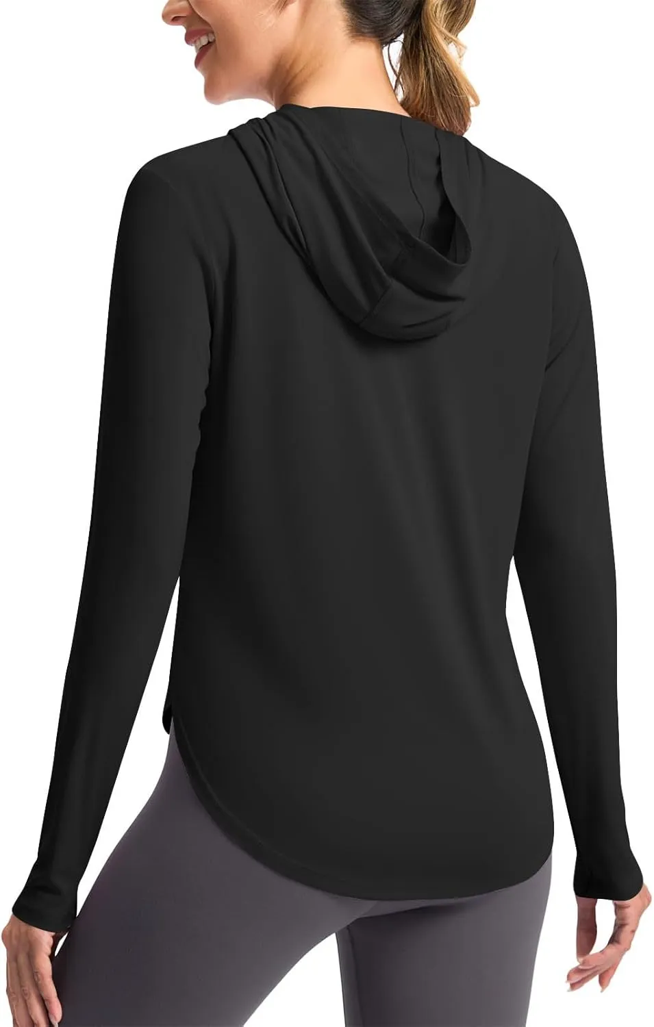 UPF 50  Women's Sun Shirt UV Protection Hoodie Lightweight Breathable Long Sleeve Outdoor Rash Guard Hooded T-Shirt