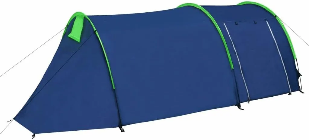 [US Direct] Waterproof Camping Tent 2~4 Persons Tunnel Tent for Camping Hiking Travel Fibreglass Poles Blue & Green