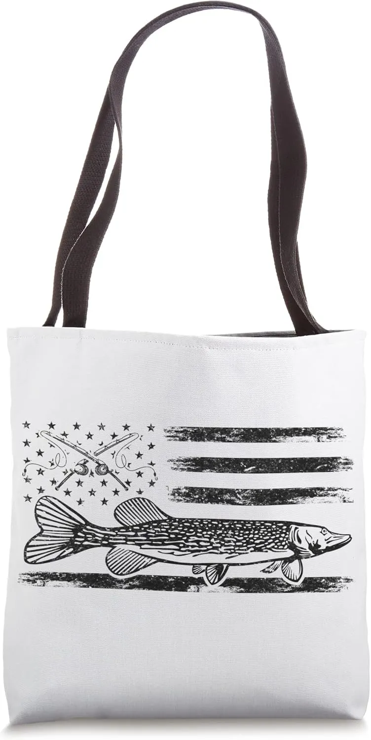 US Flag Gar Fish Needlefish American Flag Gar Fishing Tote Bag